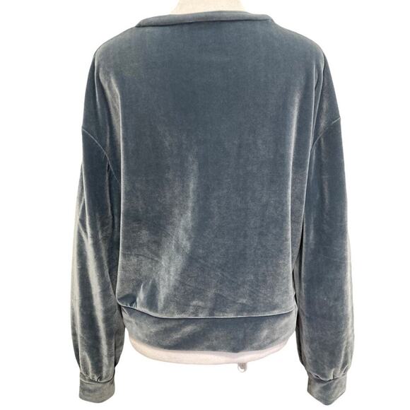 Zara Velour Sweatshirt in Seal Gray size M Crewneck Pullover - Picture 9 of 9